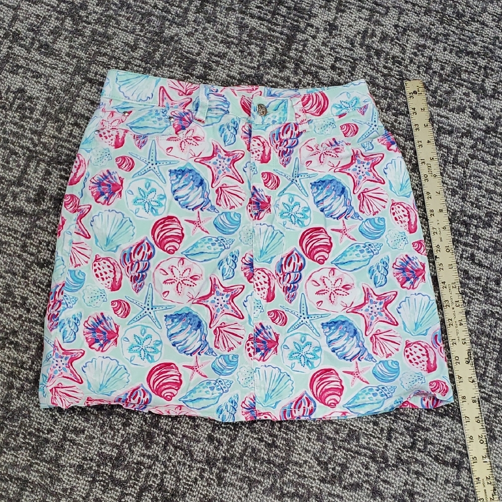 Croft & Barrow Pink and Blue Seashell Mini Skort